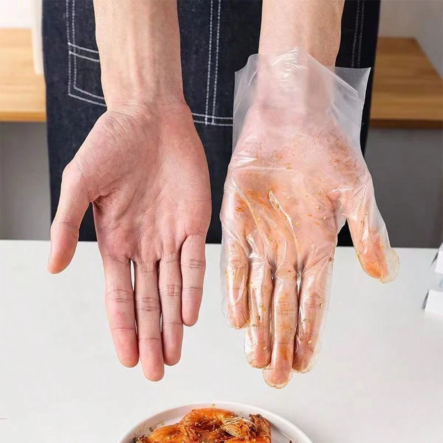 一次性手套加厚廚房家用塑膠薄膜手套,適用於食品安全、餐廳、防水、防油、洗碗、乳膠、橡膠、美容、透明、加厚等場合 - 白色 - 查看 1