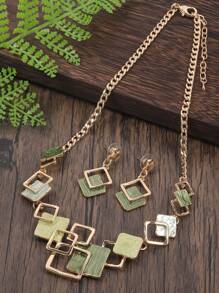 3 peças/conjunto Conjunto de joias fashionable liga de zinco decoração quadrada para mulheres para presente