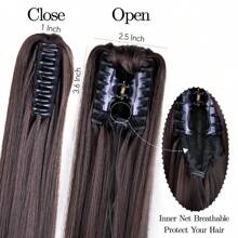 22英寸耐熱馬尾女士合成黑棕色直鉗式馬尾辮,適用於日常派對時尚、y2k、音樂節、度假派對和所有季節