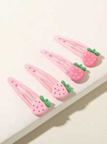 4入組可愛甜美粉色草莓y2k風格髮夾,適用於日常裝扮 - 彩色 - 查看 2
