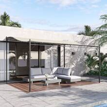 Outsunny 10' X 13' Outdoor Pergola Gazebo, Canopy W/ Drain Holes, Gray - 白色 - 查看 1