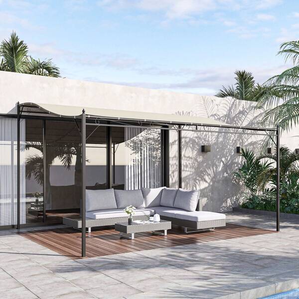 Outsunny 10' X 13' Outdoor Pergola Gazebo, Canopy W/ Drain Holes, Gray