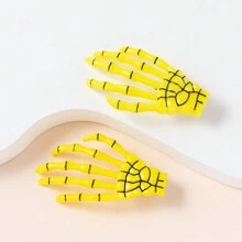 1pair European And American Dark Style Glow In The Dark Skull Hair Clip, Gothic Punk Hair Accessories For Women, Halloween Party Cosplay Decoration, Plastic Skull Hairpin, Festival Gift Halloween Hair Accessories