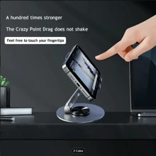 360°-Degree Rotation All-Metal Mobile Phone Stand For Bedside Table And Desk - Universal Foldable Pocket Slouchy Magic Device For Live Streaming And Watching TV - Grey - View 4