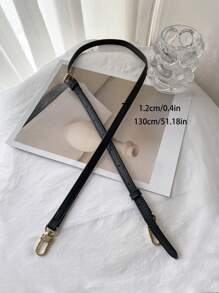 1 Pieza Correa De Bolso Falso Clásico De Color Sólido Ajustable - Negro - Ver 6