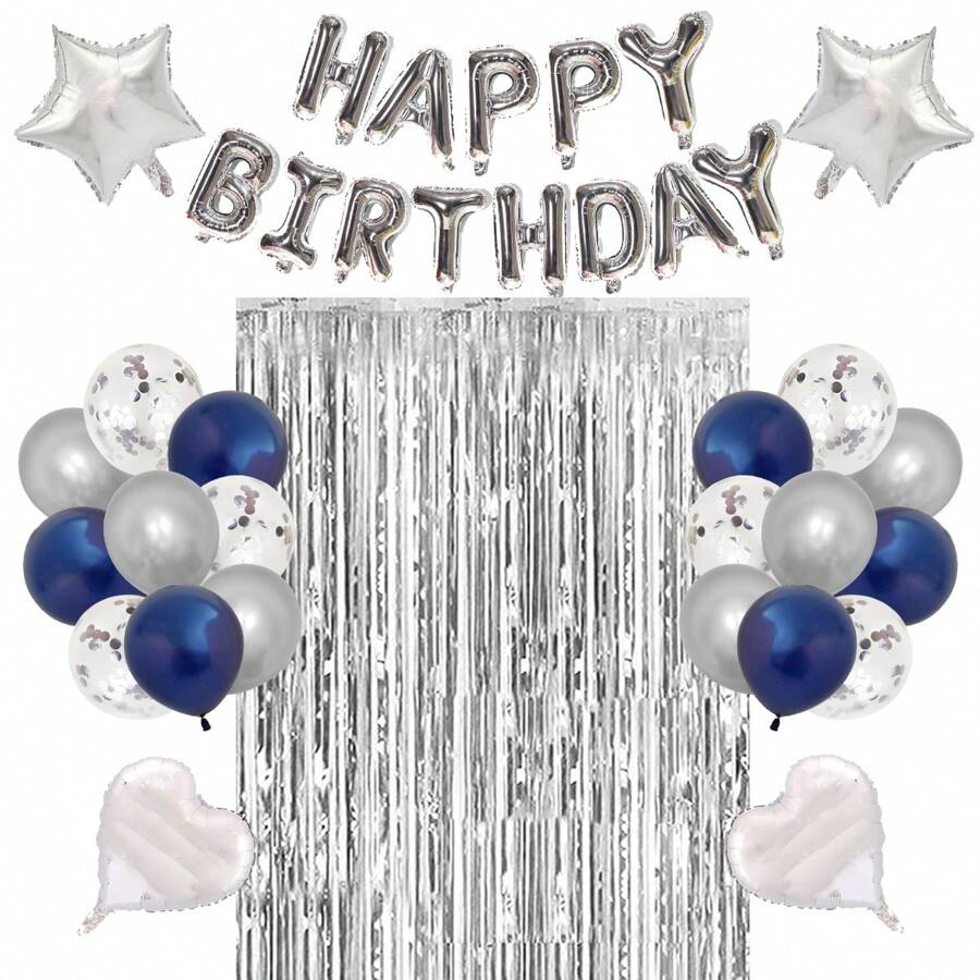 40pcs Birthday Party Decorations Happy Birthday Balloons Banner Gold