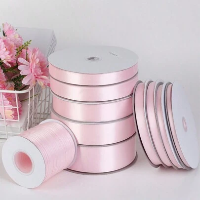 100 Yd 1 Roll Light Pink Polyester Ribbon Bouquet Packaging Ribbon (Size 0.6/1/1.5/2/2.5/4/5cm), For DIY Crafts, Gift Wrapping, Wedding Decoration, Bow Making, Wedding Candy Box Packaging, Christmas And Party Decoration, Wedding Invitations, Holiday Decoration