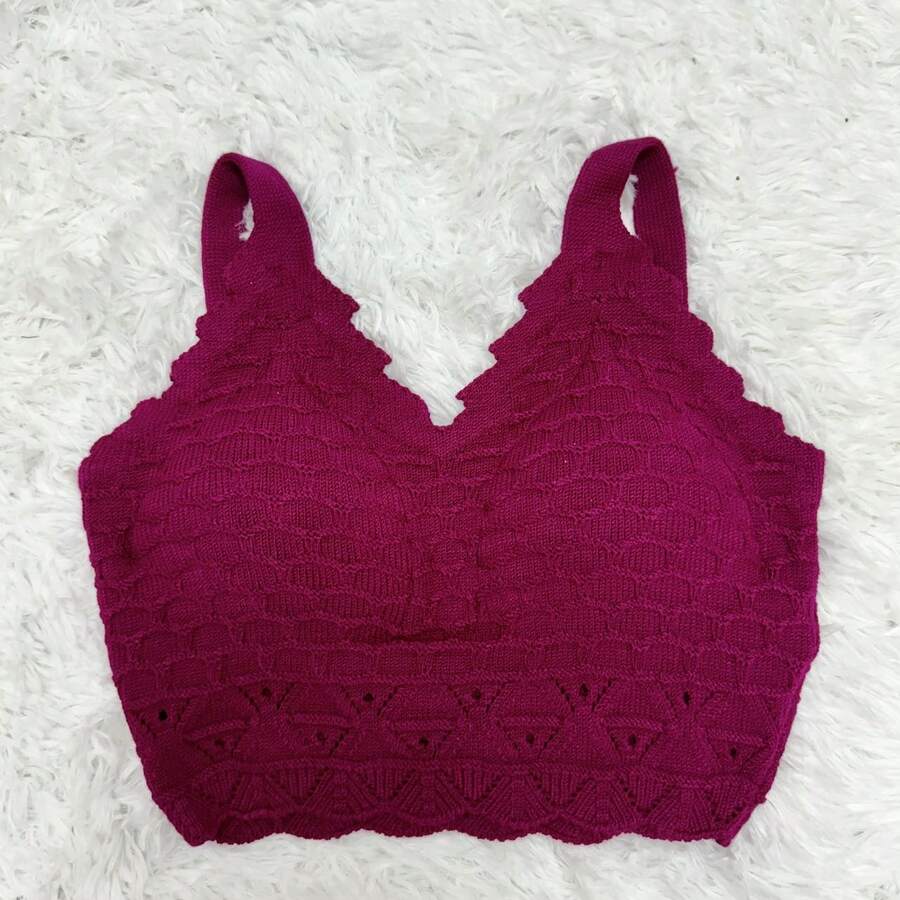 Women Knit Tops - 中紫紅色 - 查看 1