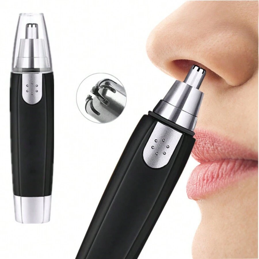 Aparador Removedor de Pelos Elétrico/Portátil para Nariz/Orelha/Rosto / Depilador Facial - Preto e Branco - Visão 1