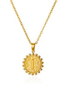 1入刻有首字母的個性化吊墜項鍊，適合女孩和女性，精緻的18K鍍金不銹鋼鏈項鍊，是魅力珠寶禮物 - 金黃色 - 查看 24