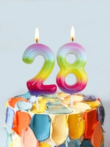 1 件果冻色渐变水晶数字 0-9 生日周年蛋糕装饰蜡烛 - 彩色 - 查看 2