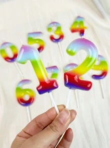 1 件果冻色渐变水晶数字 0-9 生日周年蛋糕装饰蜡烛 - 彩色 - 查看 3