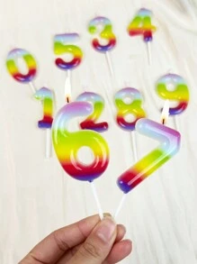 1 件果冻色渐变水晶数字 0-9 生日周年蛋糕装饰蜡烛 - 彩色 - 查看 4
