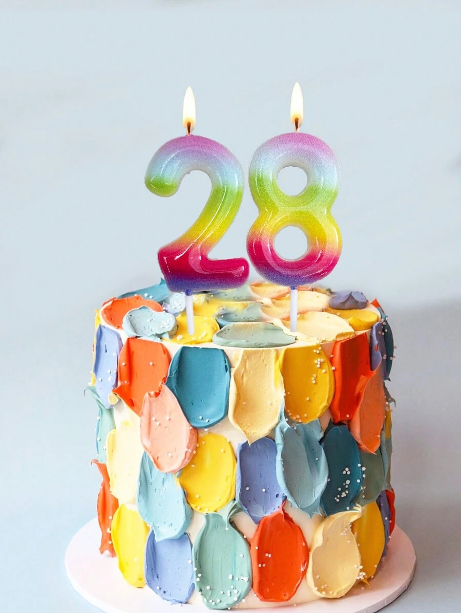 1 件果冻色渐变水晶数字 0-9 生日周年蛋糕装饰蜡烛 - 彩色 - 查看 1