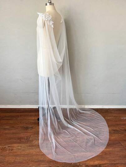 1 件白色蕾丝新娘披肩，婚礼配饰，蕾丝斗篷 200 厘米女士秋装