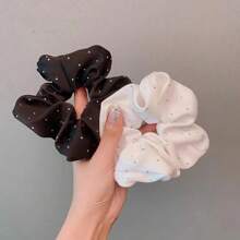 3pcs Rhinestone Decor Organza Women Hair Ties Satin Ponytail Holder Simple Elegant Fashionable,Dopamine Scrunchies Scrunchy Hair Ties, Casual