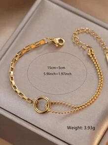 A Set Of 4 Fashion And Unique Stainless Steel Jewelry Set With Circular Decoration And 18K Gold Plating, Suitable For Women To Wear At Banquets Or Weddings. - Yellow Gold - View 9