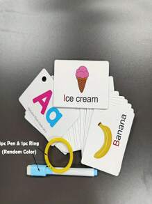 Bộ thẻ từ vựng tiếng Anh thông dụng cho trẻ em Trò chơi trí nhớ Montessori Thẻ quà tặng Đồ dùng dạy tiếng Anh mẫu giáo Thẻ đồ chơi (Hình tròn cố định Màu ngẫu nhiên) Trường học, Học sinh, Văn phòng phẩm, Đồ dùng học tập - Nhiều màu - Xem 3