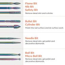 Modelones 24Pcs Nail Drill Bit Set, 3/32" Ceramic Diamond Carbide Nail Drill Bits, Acrylic Gel Nail Bit Kit, Cuticle Remover Bits For Acrylic Gel Dip Powder Nail Manicure Pedicure - 彩色 - 查看 4