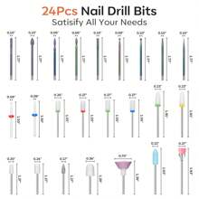 Modelones 24Pcs Nail Drill Bit Set, 3/32" Ceramic Diamond Carbide Nail Drill Bits, Acrylic Gel Nail Bit Kit, Cuticle Remover Bits For Acrylic Gel Dip Powder Nail Manicure Pedicure - 彩色 - 查看 8