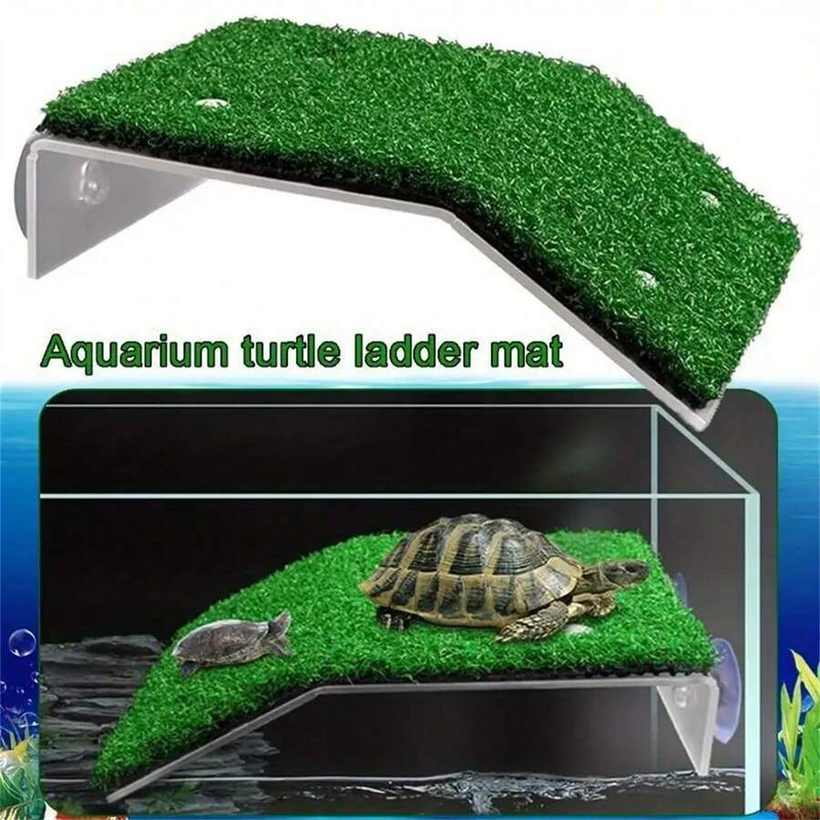1 pieza Plataforma y rampa para tortugas con muelle flotante y escalera, decoración de acuario para tortugas brasileñas - Verde - Ver 1