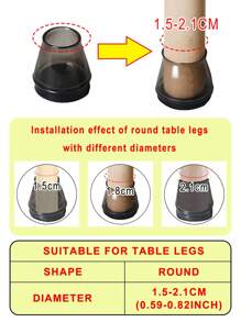 LEAPAIR 8/16入組圓形矽膠椅腳蓋，腳墊地面保護器，家具桌腳套，防滑椅腳膠底 - 黑色 - 查看 3