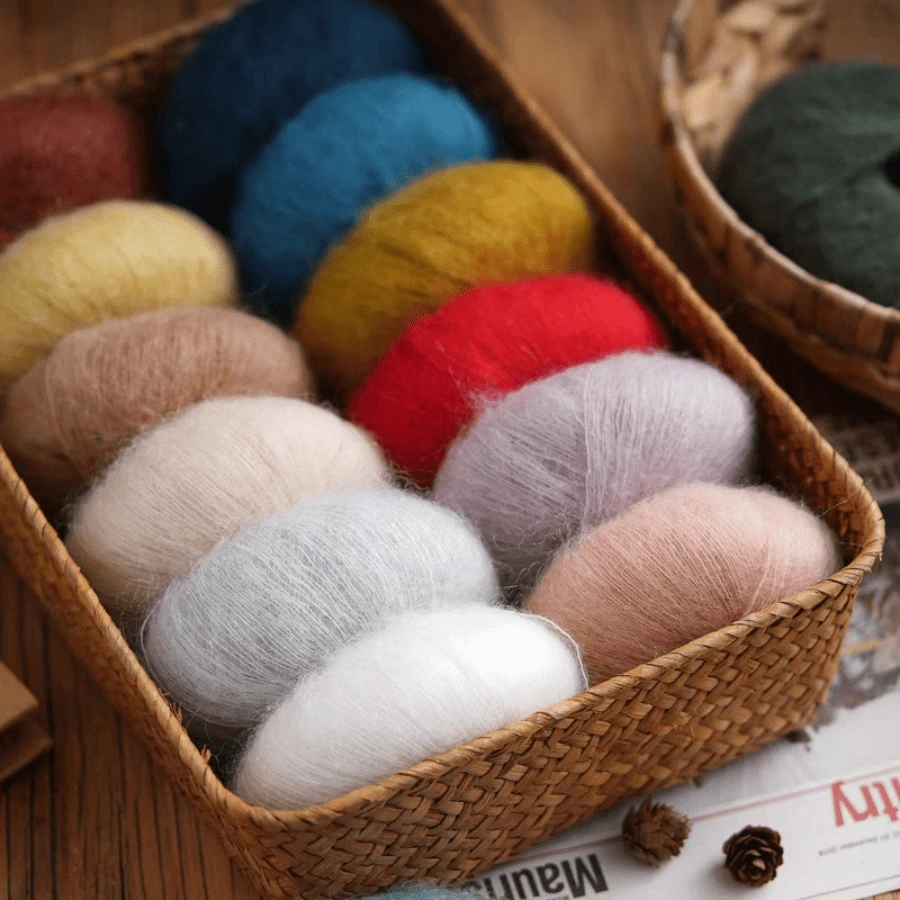 6 Skeins (25g*6) Angora Knitted Yarn, Suitable For Knitting Sweaters, Shawls, Jackets, Skirts, Etc. - Multicolor - View 1