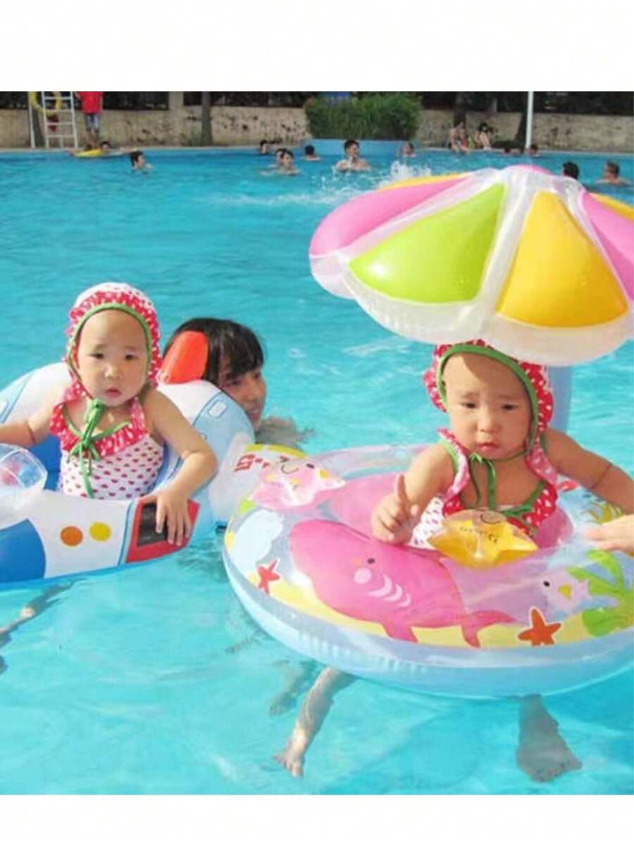 Boia Bote Bebê Cobertura Inflável Rosa Ou Azul Boia Piscina Parque aquático - Rosa chiclete - Visão 1