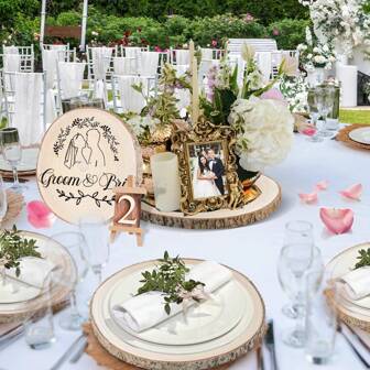 2塊9-10英寸大自然木圓形中心裝飾木片, 粗糙的木片用於中心裝飾, 結婚, 派對, DIY手工藝, 木質裝飾