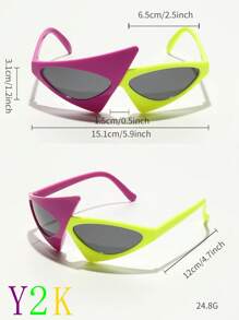 1 件三色时髦朋克摇滚时尚眼镜，非主流 Y2K 霓虹墨水艺术画家爱好者绿色和粉色外星人服装音乐家音乐节派对影响者自拍眼镜