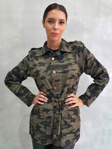 Women Trench Coats - 軍綠色 - 查看 1