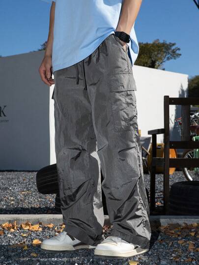  MUNZ Men's One-Piece Multi-Pocket Metal Textured Wide Leg Lightweight Outdoor Cargo Pants