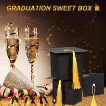 10 cái Tốt nghiệp Mũ lưỡi trai Hình dạng Hộp quà tặng ( Với tua ) , Kẹo Sô cô la Hộp Và Bữa ăn nhẹ Hộp Đối với 2024 Tốt nghiệp Lễ Buổi tiệc Trang trí - màu đen - Xem 9