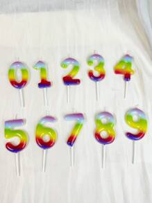 1 件果冻色渐变水晶数字 0-9 生日周年蛋糕装饰蜡烛 - 彩色 - 查看 8