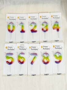 1 件果冻色渐变水晶数字 0-9 生日周年蛋糕装饰蜡烛 - 彩色 - 查看 5