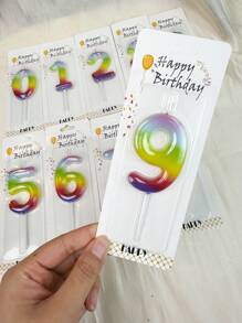 1 件果冻色渐变水晶数字 0-9 生日周年蛋糕装饰蜡烛 - 彩色 - 查看 7