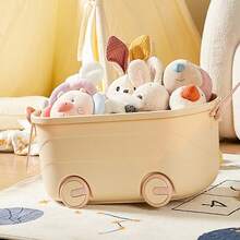 1pc Cute Cartoon Children Toy Storage Box With Wheels, Multi-Functional And Movable, Creative Storage Box For Building Blocks And Other Things, Small Treasure In Lovely Room - Toy Storage (35*35cm) - View 8
