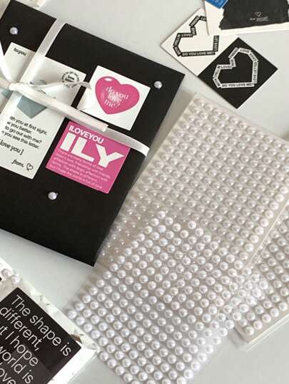 260片裝「ins」芭蕾風格DIY半圓形白色珍珠鏈裝飾貼紙，適用於Gukka日記剪貼簿禮品裝飾