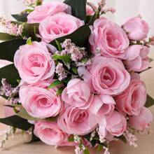 1pc Bride & Bridesmaid Handheld Bouquet, Romantic & Sweet Artificial Pink Rose Flower For Wedding, Living Room Decor Or Photography Props Valentine's Day Valentines