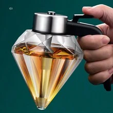 一個鑽石蜜罐玻璃擠壓瓶，專為蜜罐分配器設計，是蜜糖和糖的存儲容器，密封罐子可以副裝蜜糖瓶 - 白色 - 查看 4