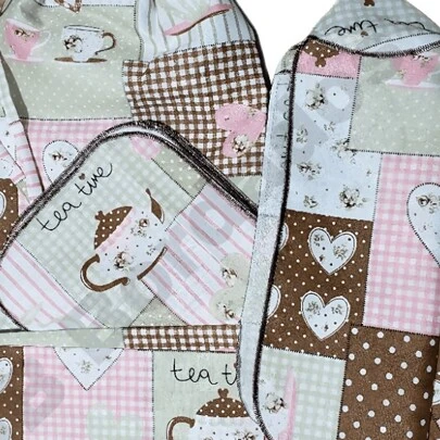 Jogo De Cozinha Kit Com 10 peças Estampadas - Capuccino Rosa