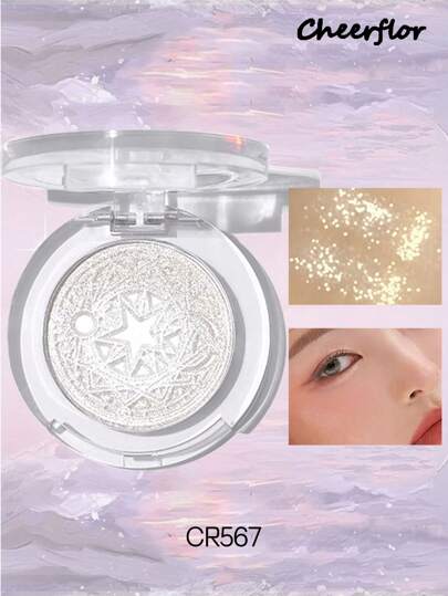 CHEERFLOR Face Powder Highlighter, Blush Highlighter Palette, Glossy Glitter Highlight, Natural Shiny Highlight, Makeup Illuminator, Light, Smooth, Facial Beauty Cosmetic Makeup