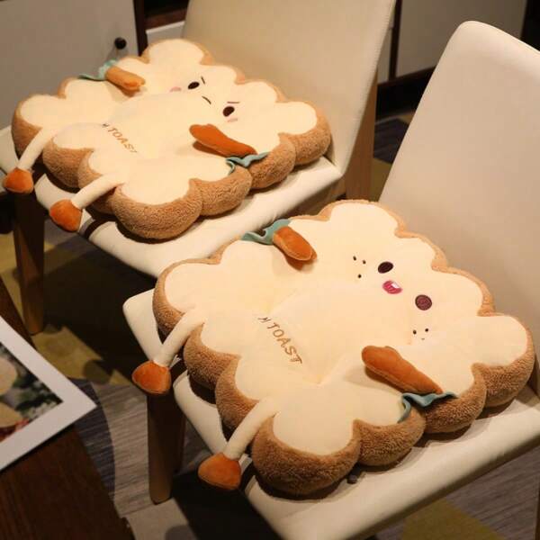 1pc Cartoon Toast Shaped Seat Cushion For Home Chair, Non-Slip Pad For Living Room, Balcony, Car Seat Cushion