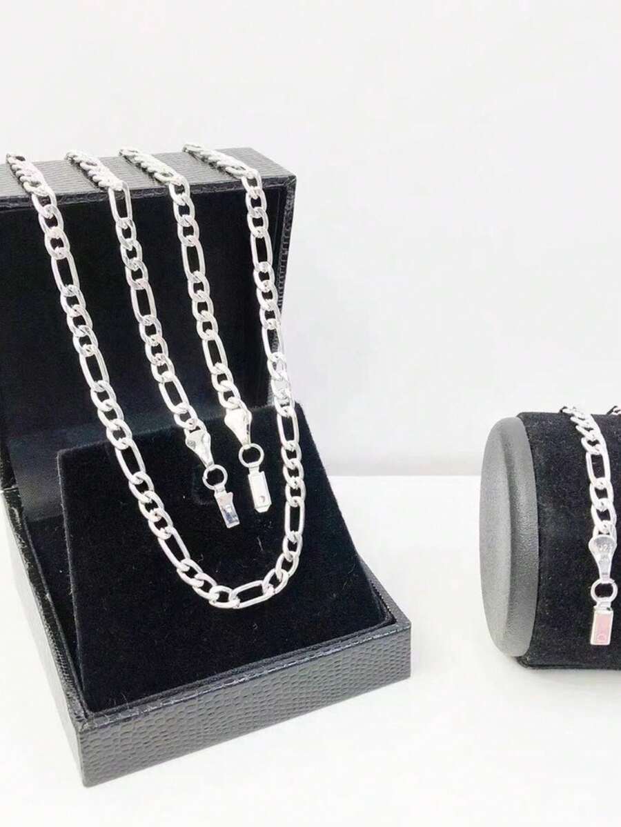 Men's Necklace Sets - 銀色 - 查看 1