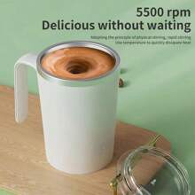 Portable Stainless Steel Self Stirring Mug, Automatic Mixing Coffee Cup - White - View 1