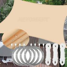 1 Set Large Rectangular Sun Shade Sail, Waterproof, 98% UV Protection, Suitable For Patio, Garden, Swimming Pool, Outdoor Camping, With Installation Steel Cable - Light Yellow - View 1