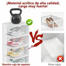 Cajas Organizadoras para Zapatos, Zajonera Acrílica para Zapatos Transparente, Zapatero Plegable de Plastico para Guardar Zapatos,Sneaker Box(6 cajas) - Blanco - Ver 5