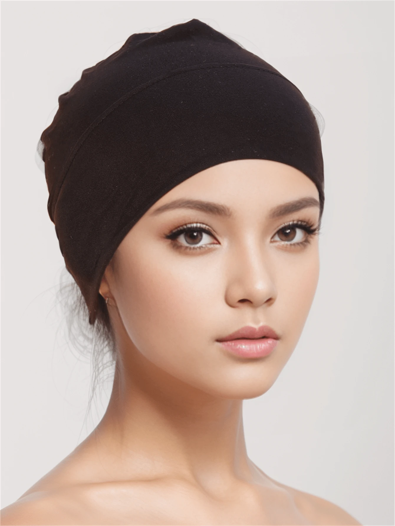 Simple Solid Hat Bonnet Hair Bonnet Turban Sleep Bonnet - Black - View 1
