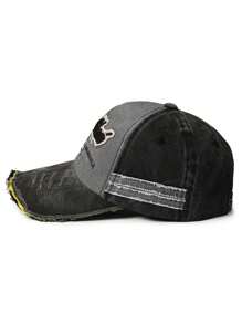 A Unisex Vintage Distressed Washed-Out Hole Casual Baseball Cap, Suitable For Daily Wear - Grey - View 3