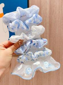 6 piezas lazos de tela casual con estampado floral - Azul - Ver 3